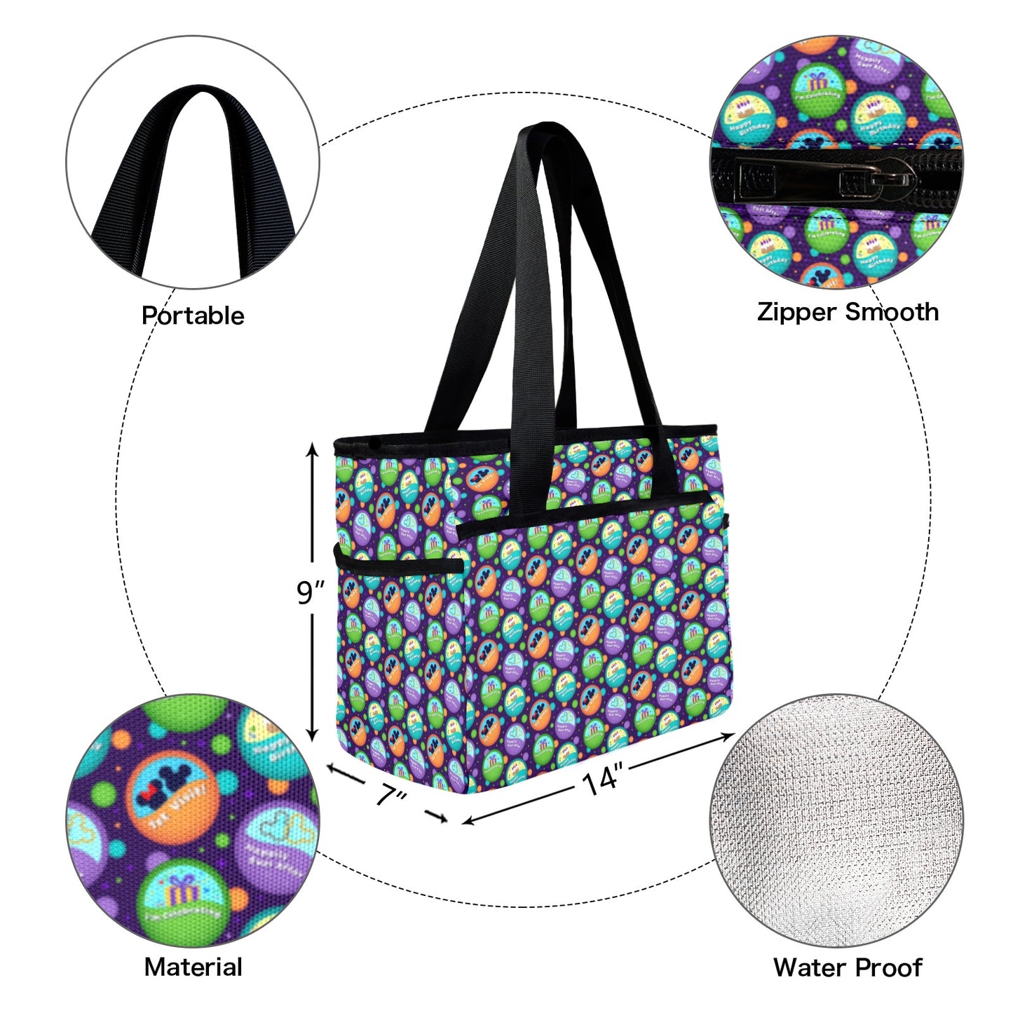 Button Collector Large Capacity Insulated Tote Bag