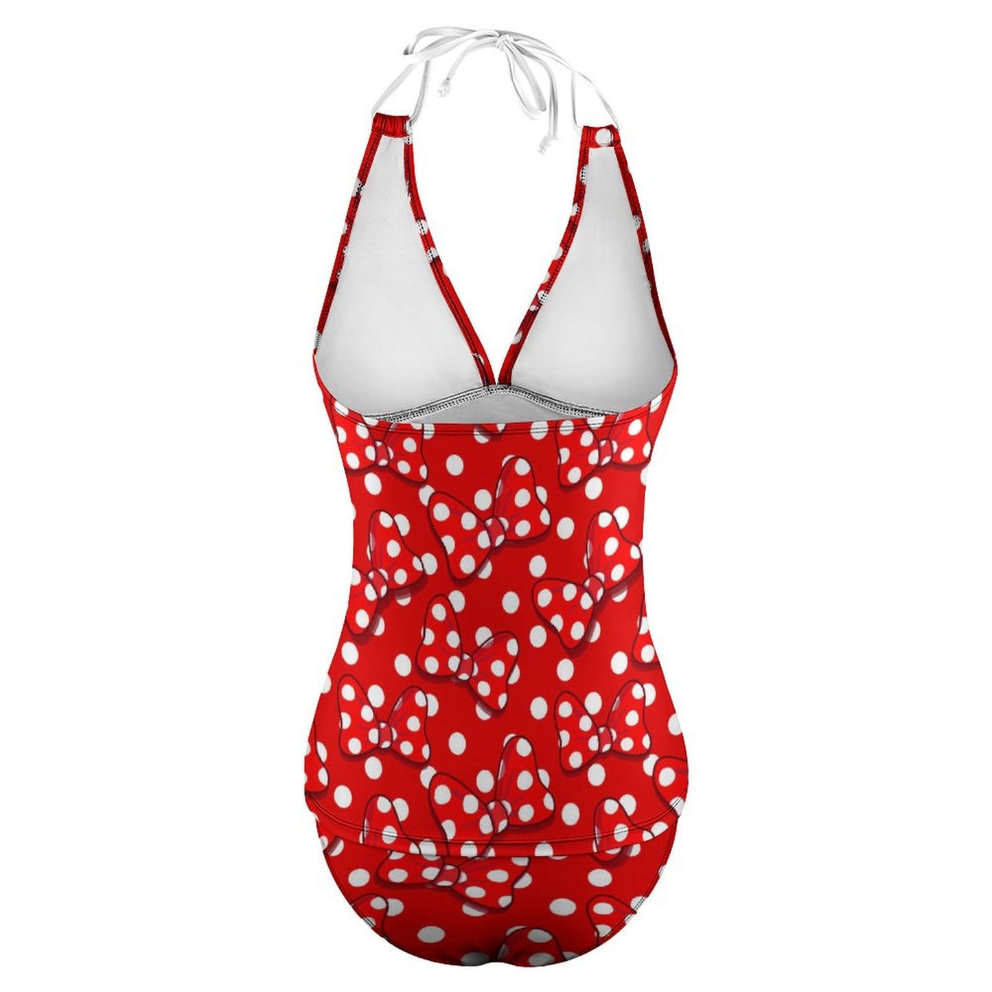 Red With White Polka Dot And Bows Women's Split Swimsuit