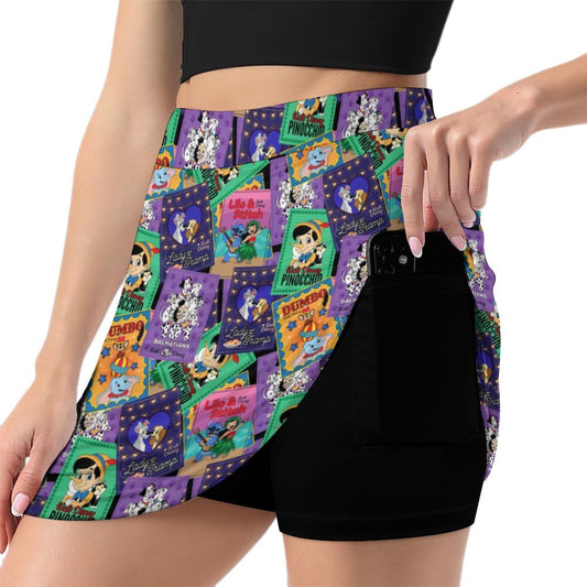 Classic Posters Athletic A-Line Skirt With Pocket Solid Shorts