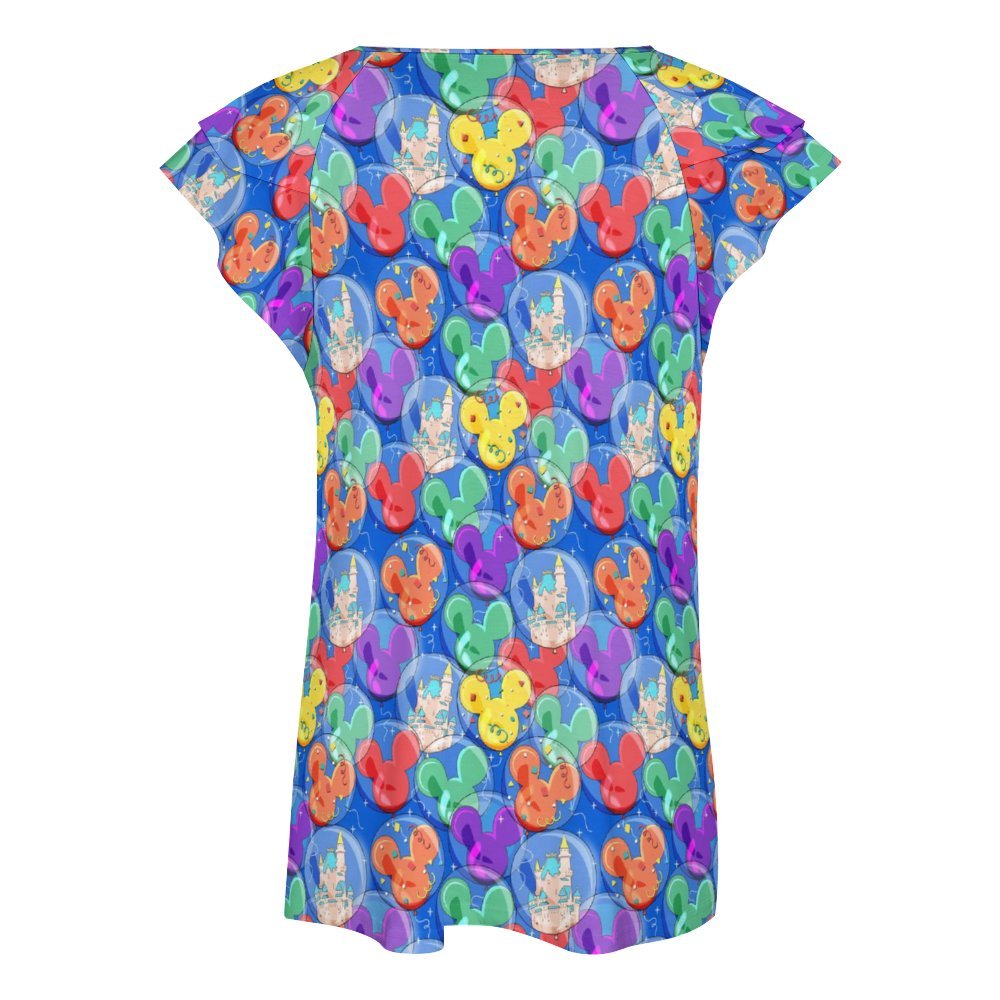 Balloon Collector Women's Ruffle Sleeve V-Neck T-Shirt