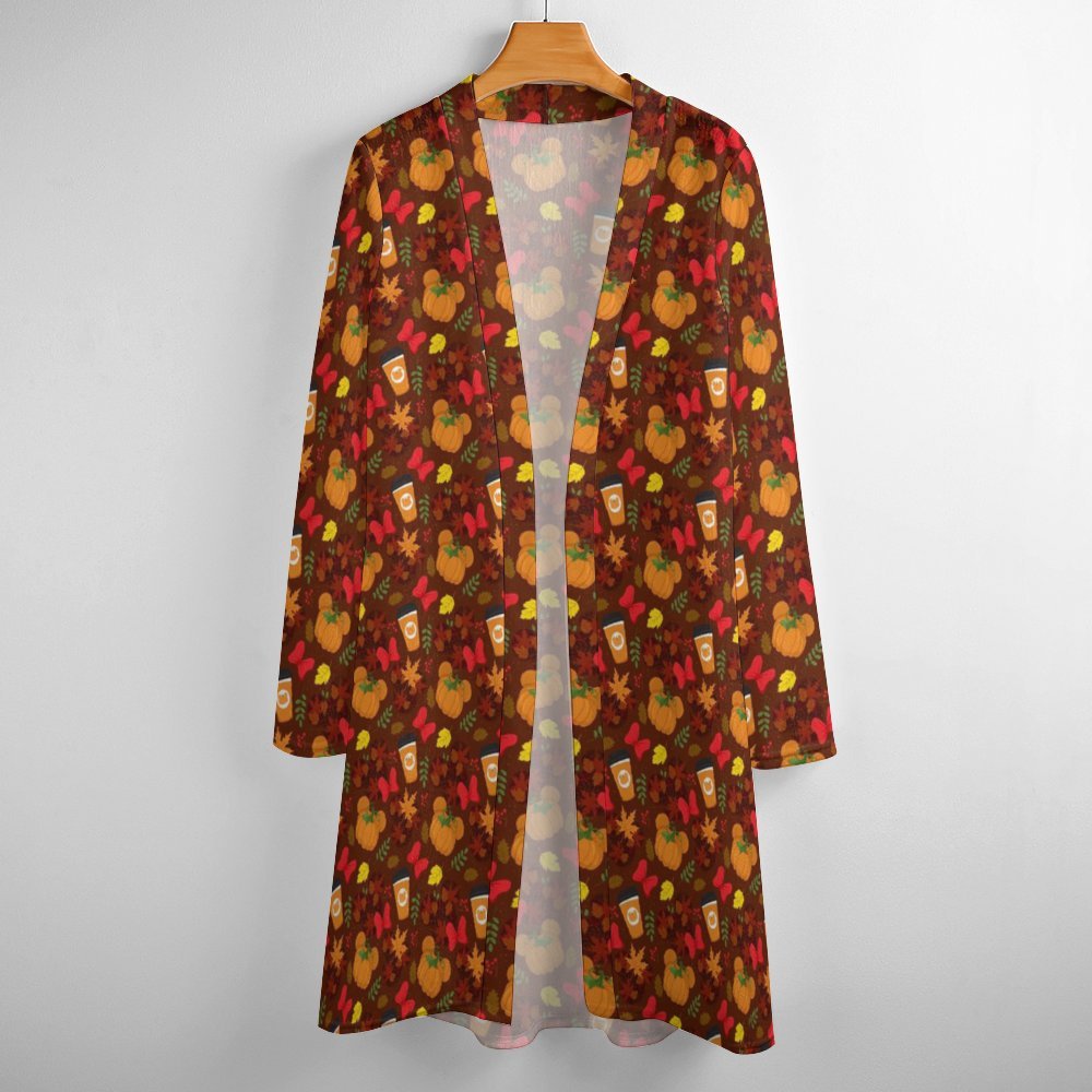 Fall Pumpkins Women's Mid-Length Cardigan