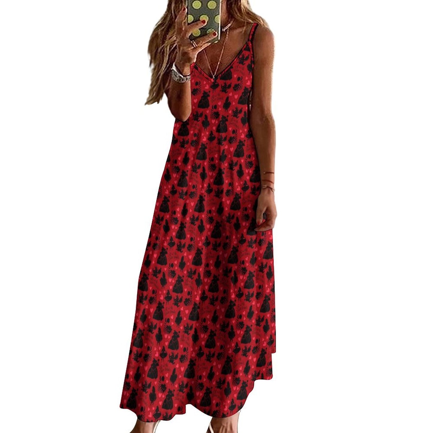 Disney Alice In Wonderland Queen Of Hearts Off With Their Heads Women's Summer Slip Long Dress