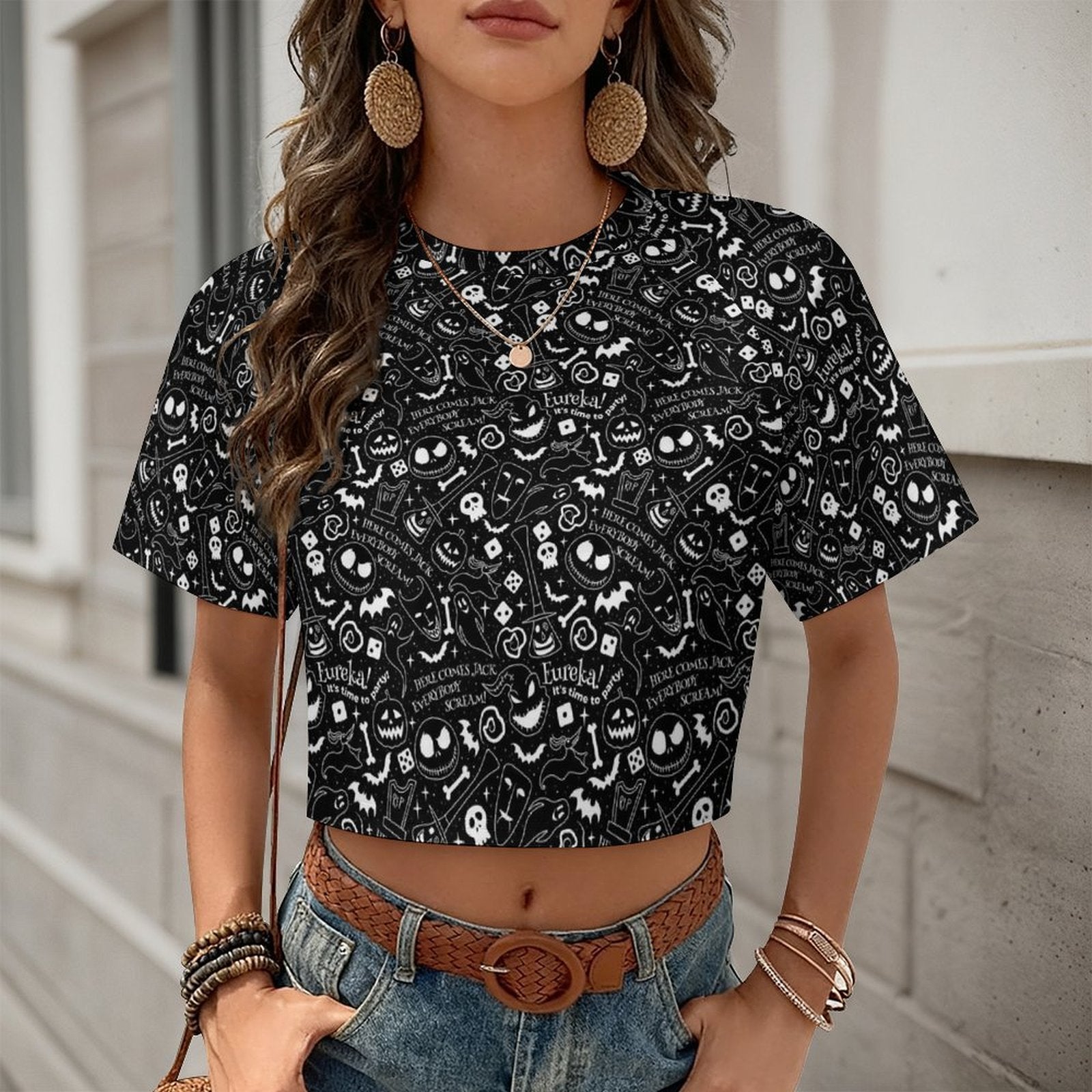 All Over Print Cropped Ralgan T-Shirt - Ambrie