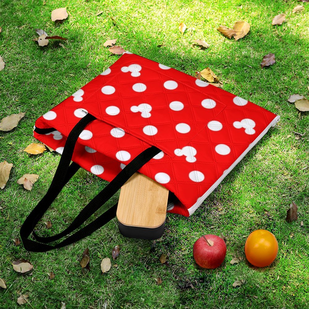 Red With White Mickey Polka Dots Zipper Picnic Mat