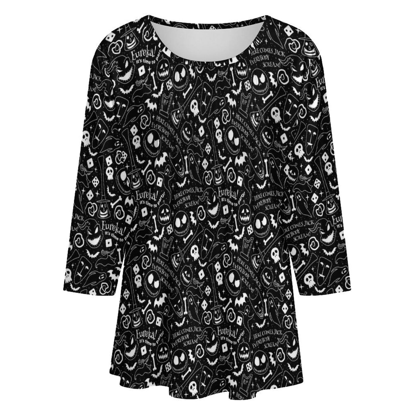 Everybody Scream Women's 3/4 Sleeve Pleated Tunic Top - Ambrie
