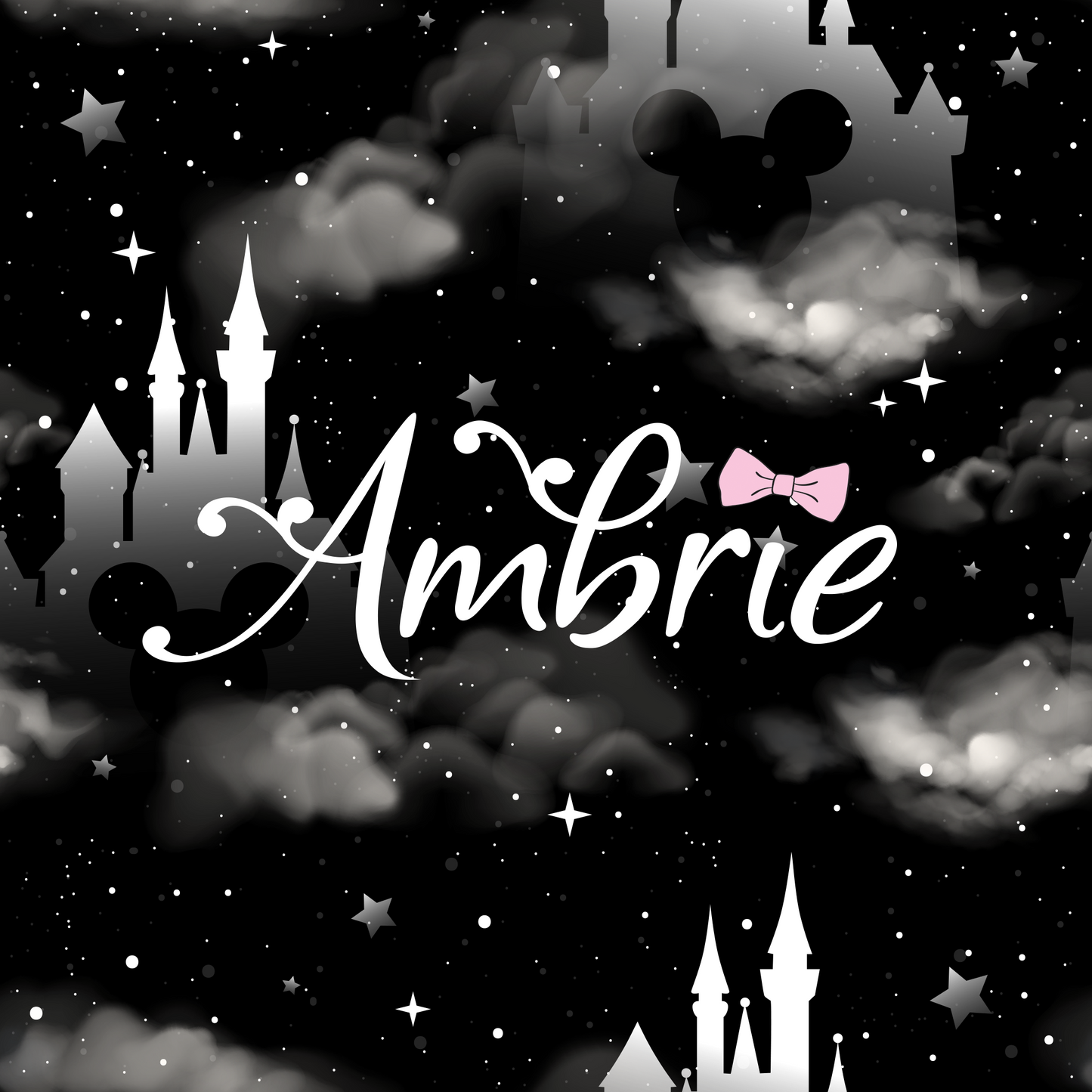 Black And White Castles Seamless Pattern, Magical Cartoon Seamless pattern, Fabric Sublimation