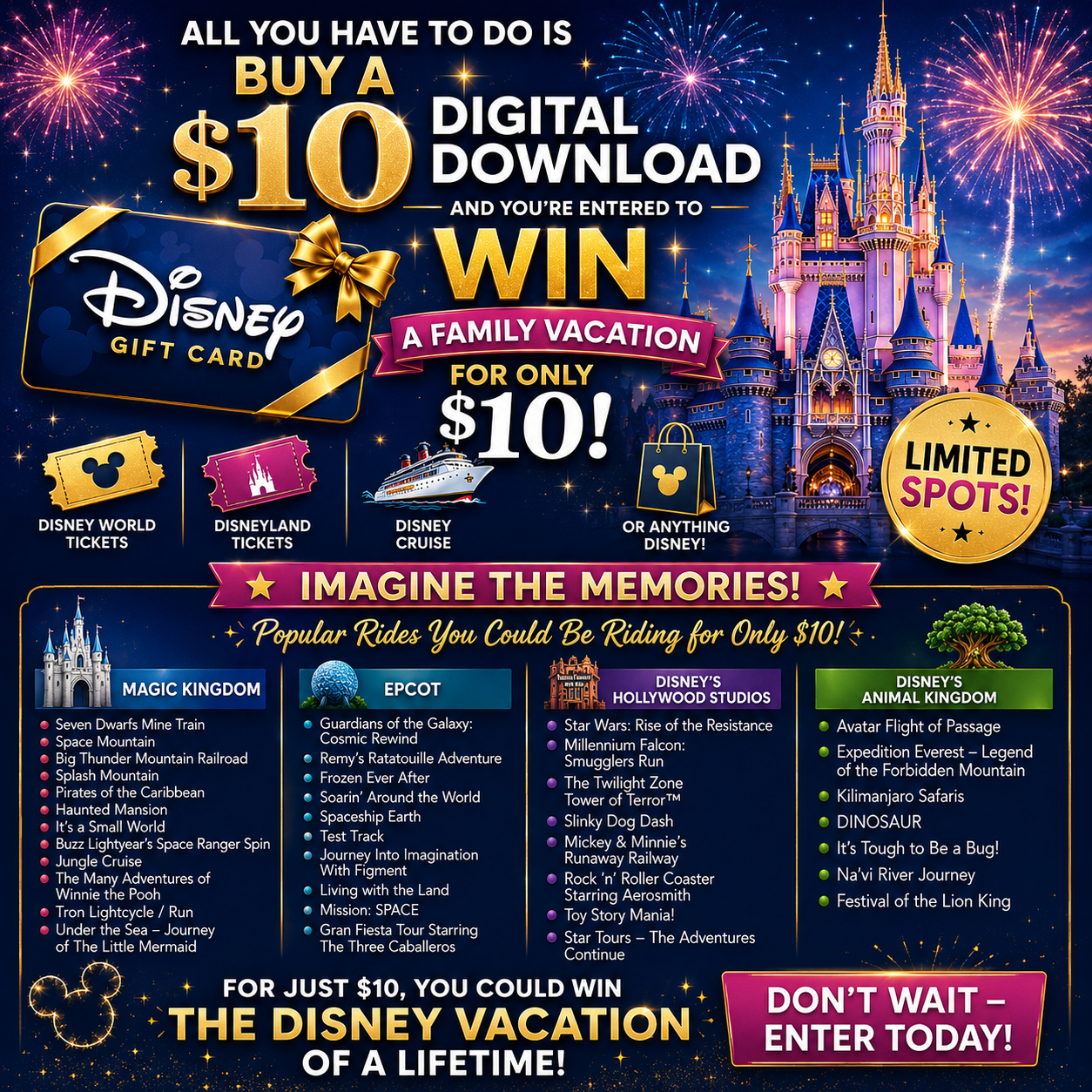 $3,000 Disney Gift Card Giveaway
