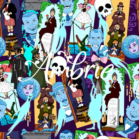 Haunted Mansion Favorites Seamless Pattern, Magical Cartoon Seamless pattern, Fabric Sublimation