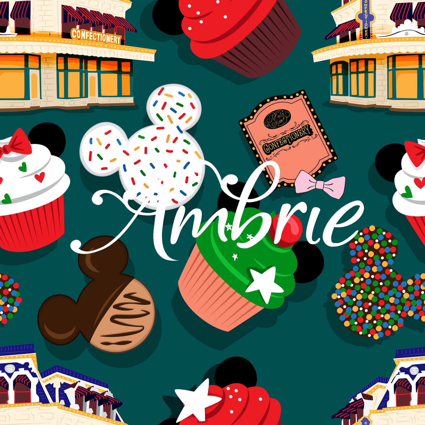 Disney Confectionery Seamless Pattern, Magical Cartoon Seamless pattern, Fabric Sublimation