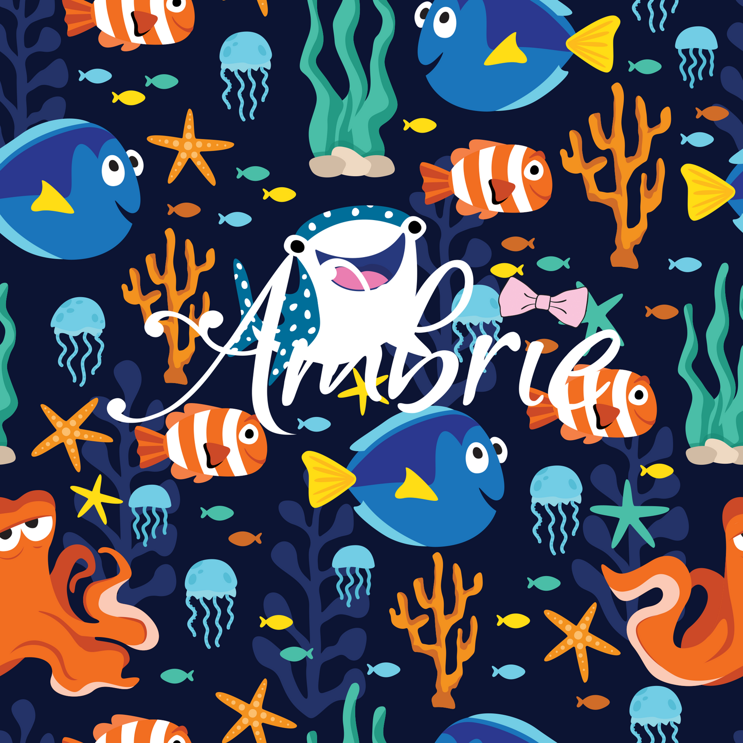 Finding Dory Seamless Pattern, Magical Cartoon Seamless pattern, Fabric Sublimation