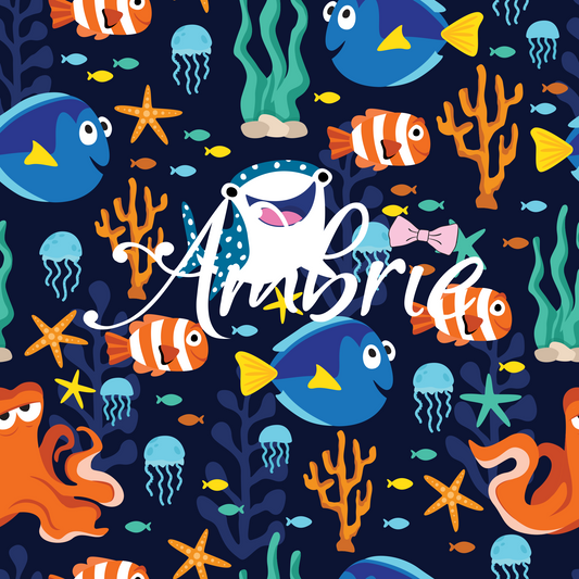 Finding Dory Seamless Pattern, Magical Cartoon Seamless pattern, Fabric Sublimation