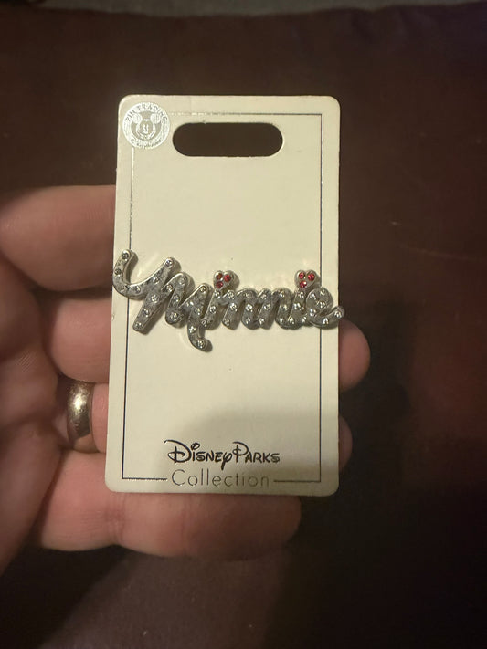 Disney Pin Minnie Glitter Hearts Name Minnie Mouse New Disney Parks Collection