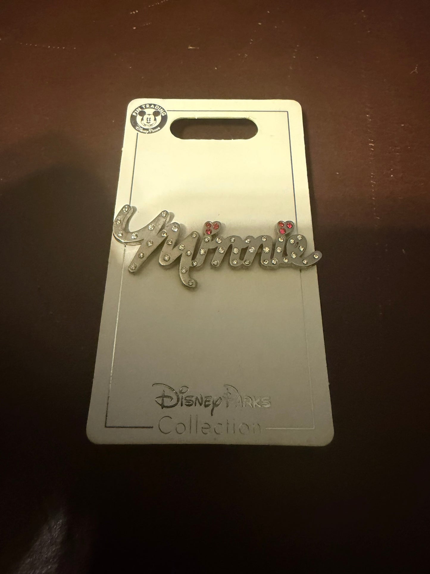Disney Pin Minnie Glitter Hearts Name Minnie Mouse New Disney Parks Collection