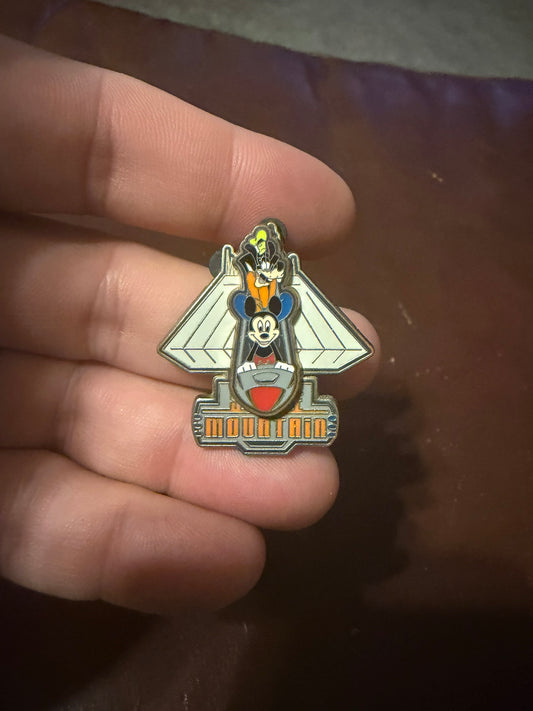 Wdw Disney Mickey & Goofy Space Mountain Slider PIN Official Trading 2008 Used