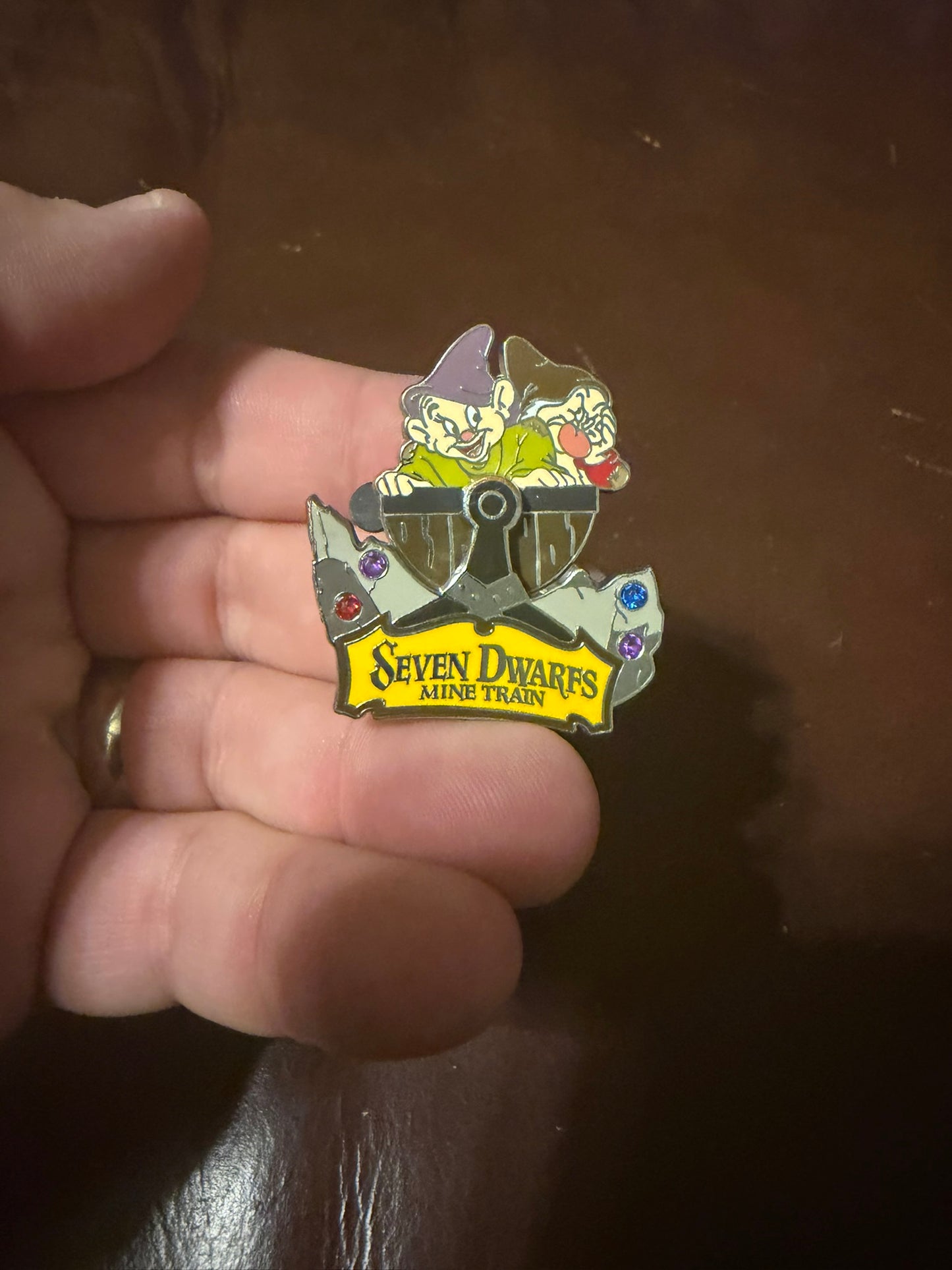 Disney Parks Seven Dwarfs Mine Train Dopey & Grumpy Rocking Pin Disney World Used