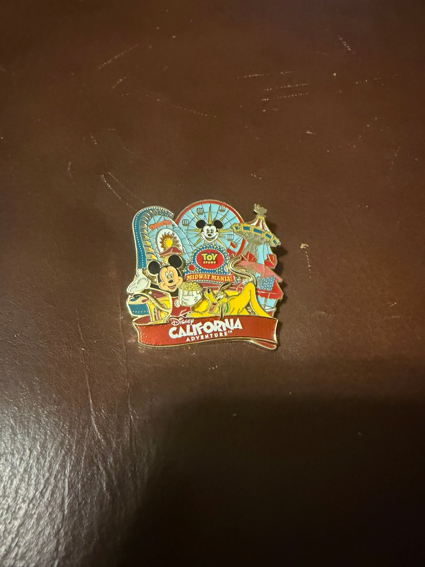 California Adventure 2011 Disney Trading Pin Mickey Pluto Popcorn Paradise Pier Used