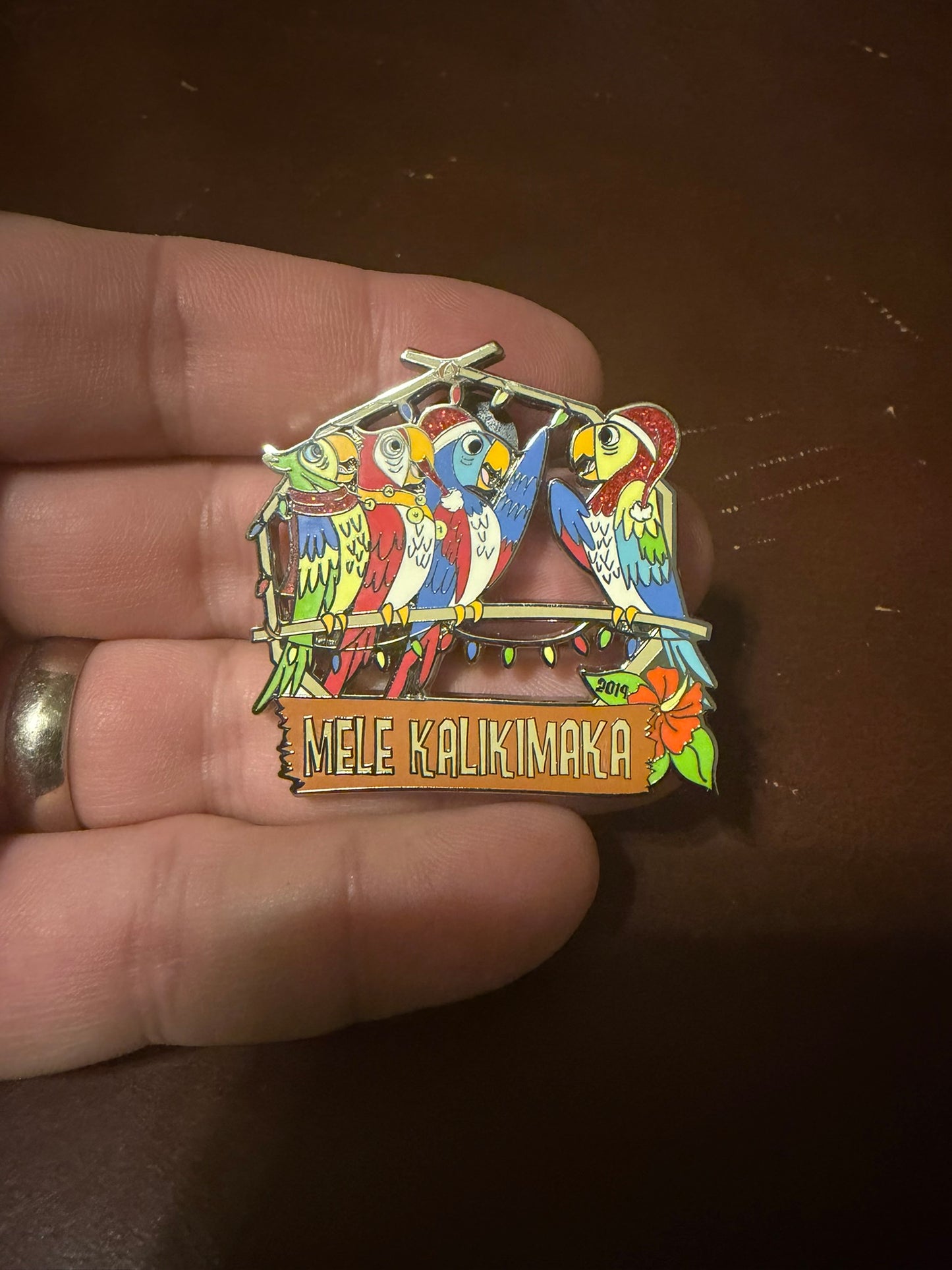 Disney 2019 Holiday Mele Kalikimaka Enchanted Tiki Room Birds Pin Christmas LE Used