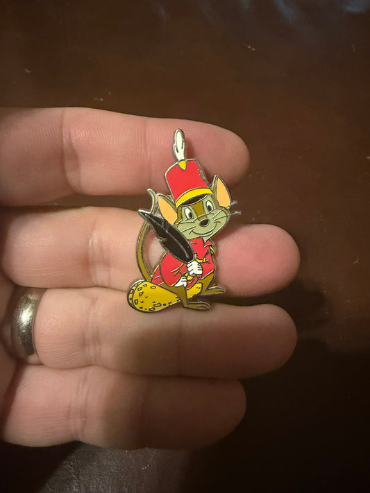 Disney Timothy Q. Mouse Pin Red Hat Holding Feather Quill Single, Dumbo Used