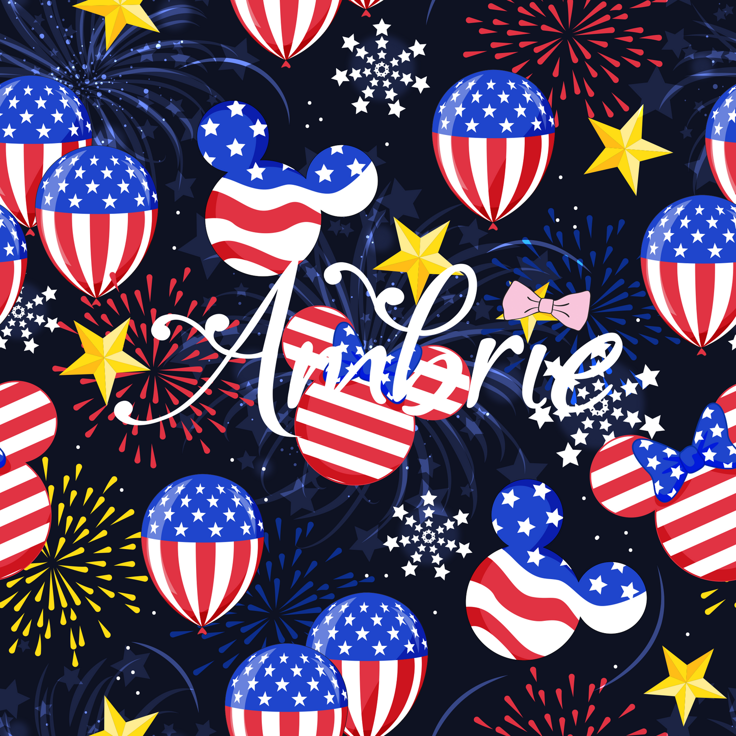 Patriotic Mickey Balloons  Seamless Pattern, Magical Cartoon Seamless pattern, Fabric Sublimation