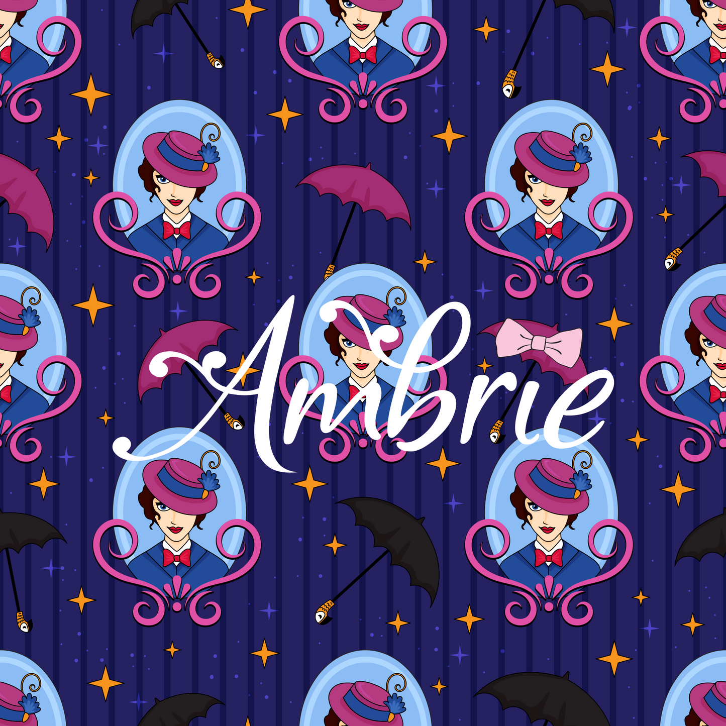 Mary Poppins Seamless Pattern, Magical Cartoon Seamless pattern, Fabric Sublimation