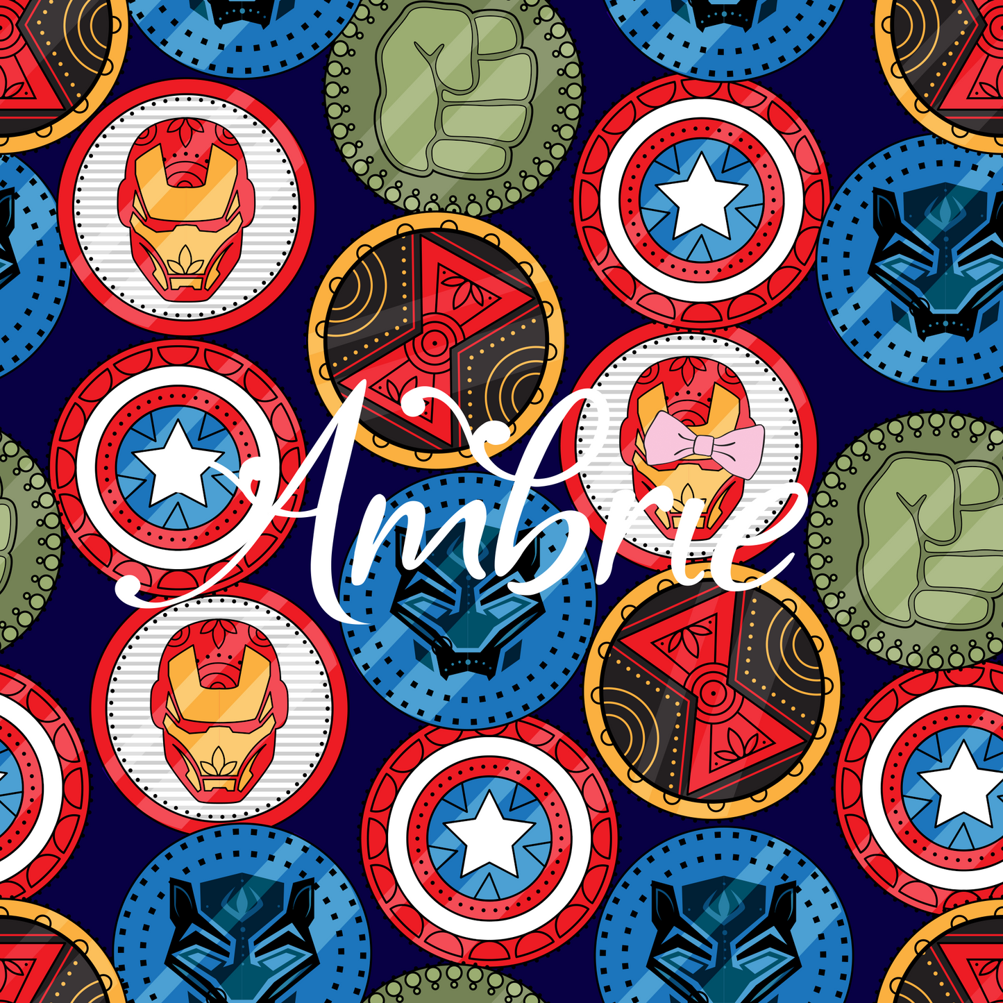 Super Hero Shields Seamless Pattern, Magical Cartoon Seamless pattern, Fabric Sublimation