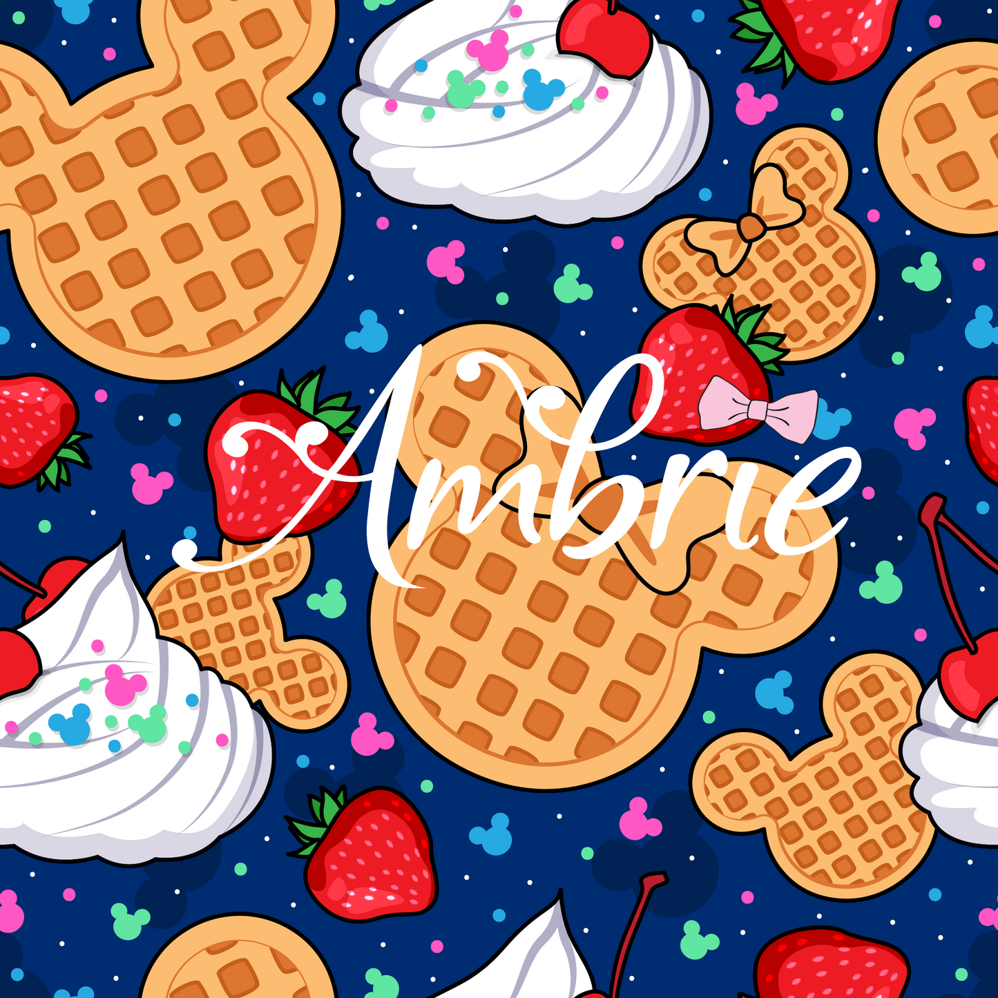 Mickey Waffles Seamless Pattern, Magical Cartoon Seamless pattern, Fabric Sublimation