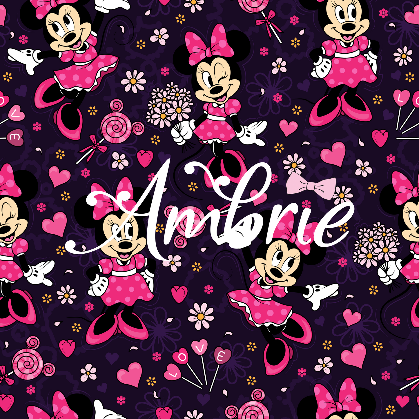 Minnie Mouse Seamless Pattern, Magical Cartoon Seamless pattern, Fabric Sublimation