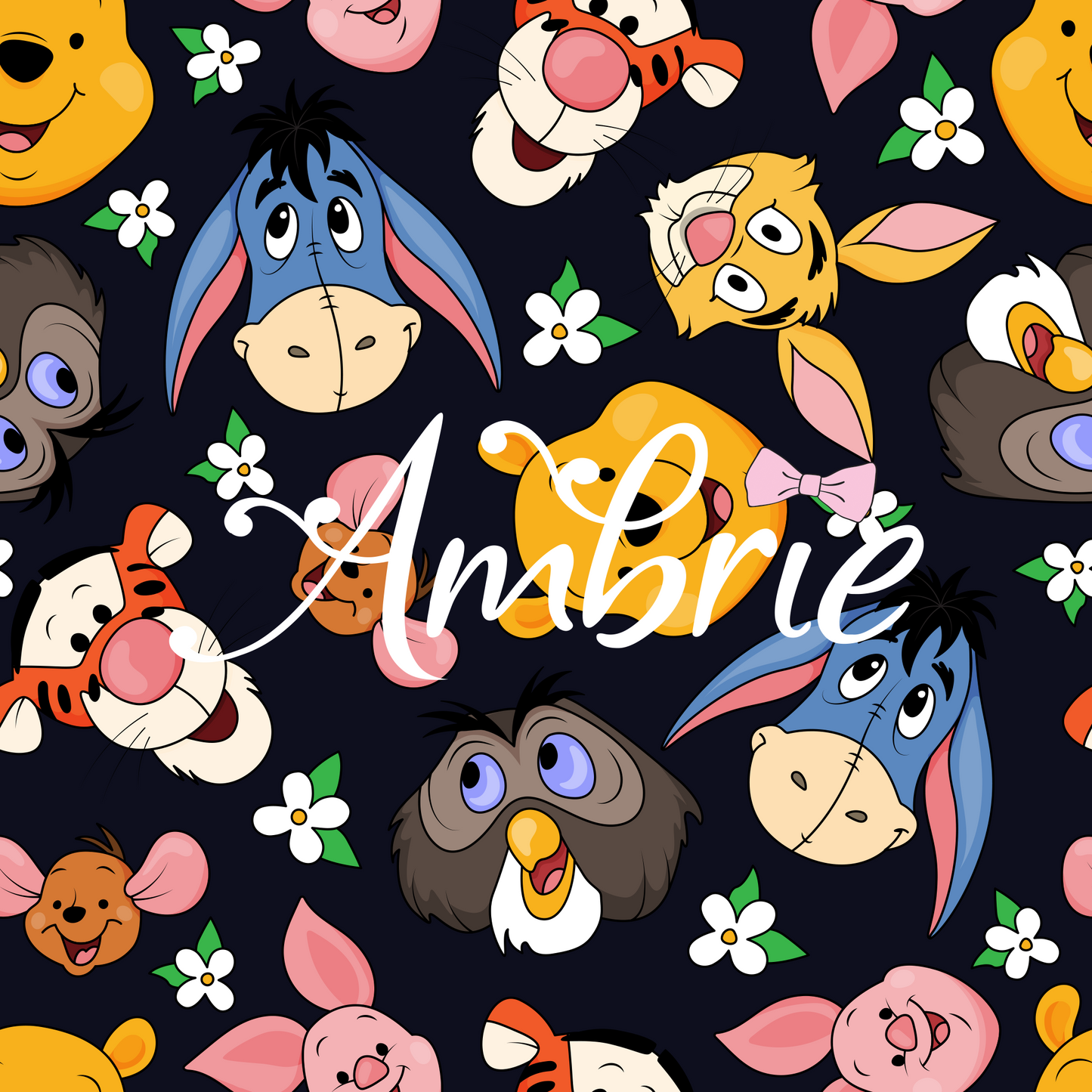 Hundred Acre Wood Friends Seamless Pattern, Magical Cartoon Seamless pattern, Fabric Sublimation