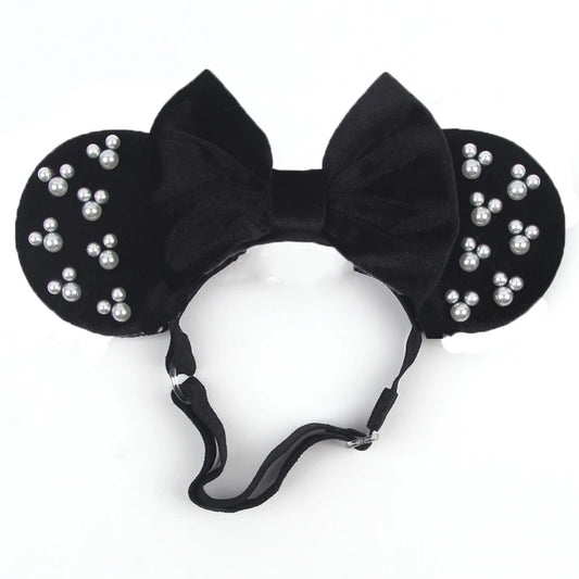Black Disney Mouse Ears Adjustable Elastic Headband For Babies, Kids, And Adults