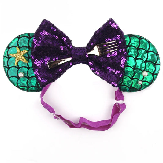 Ariel Disney Mouse Ears Adjustable Elastic Headband For Babies, Kids, And Adults