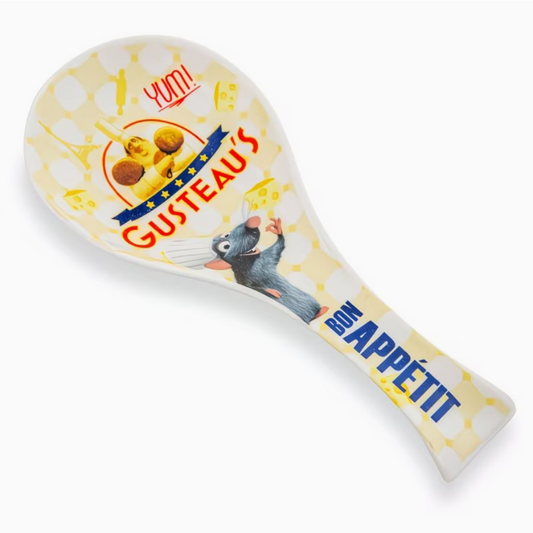 Disney Pixar Ratatouille Icon Collage "Bon Appetit" Ceramic Spoon Rest Holder | Kitchen Organizer For Utensils, Keeps Countertop Clean - Ambrie