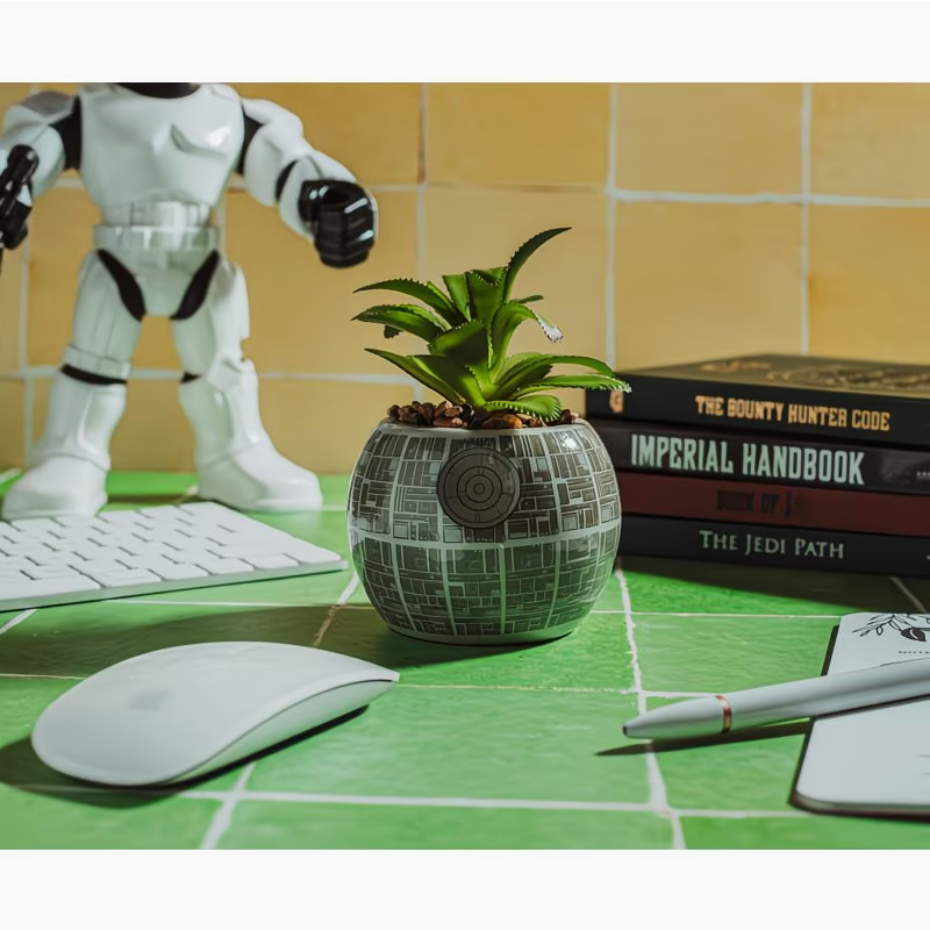 Star Wars Death Star 3-Inch Ceramic Mini Planter With Artificial Succulent - Ambrie