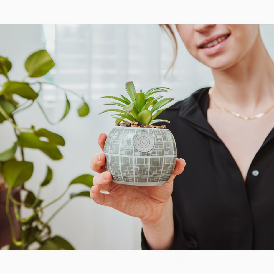 Star Wars Death Star 3-Inch Ceramic Mini Planter With Artificial Succulent - Ambrie