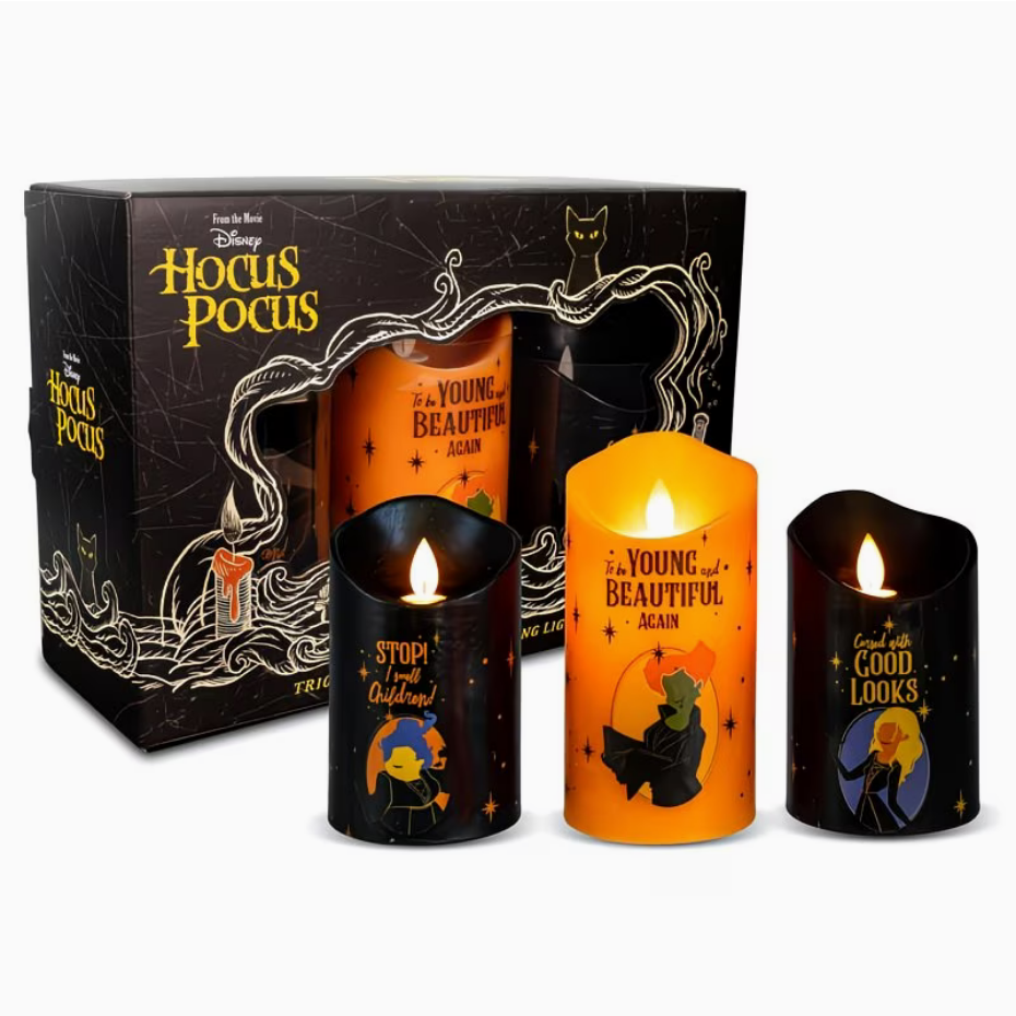 Hocus Pocus Set of 3 LED Flickering Flameless Candles With Automatic Timers | Officially Licensed Collectible - Ambrie