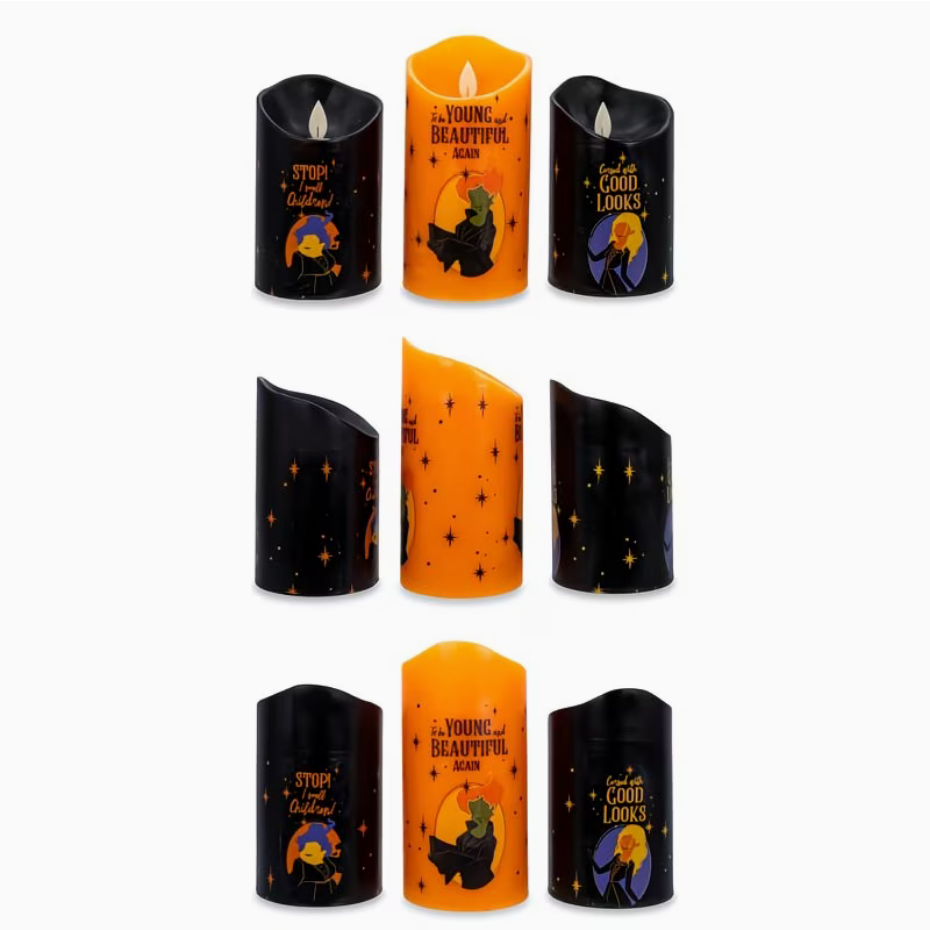 Hocus Pocus Set of 3 LED Flickering Flameless Candles With Automatic Timers | Officially Licensed Collectible - Ambrie