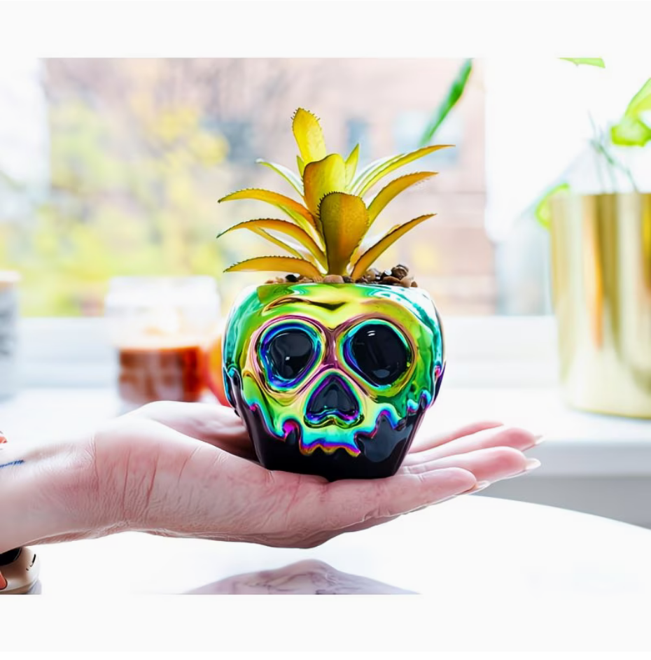 Disney Villains Poison Apple Mini Ceramic Planter with Artificial Succulent - Ambrie