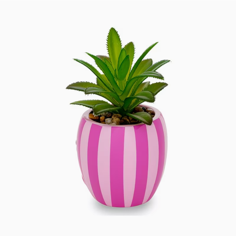 Disney Alice In Wonderland Cheshire Cat 3-Inch Ceramic Mini Planter w/ Artificial Succulent | Small Flower Pot, Faux Indoor Plants For Desk Shelf, Home Decor Trinket Tray - Ambrie