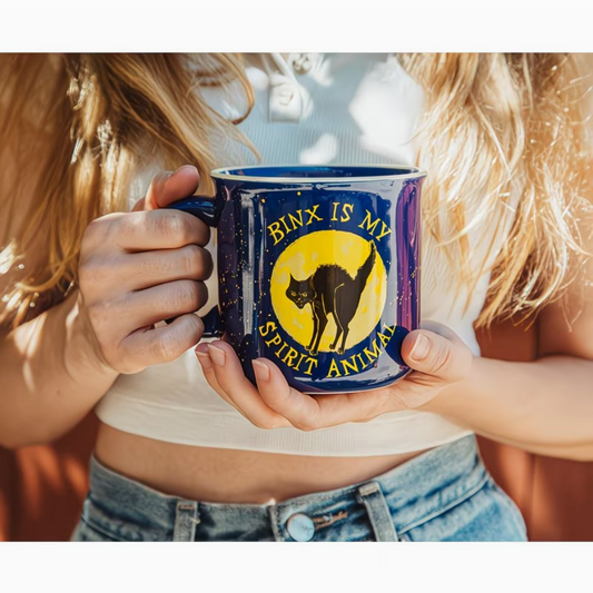 Disney Hocus Pocus "Binx Is My Spirit Animal" Ceramic Camper Mug | 20 Ounces - Ambrie