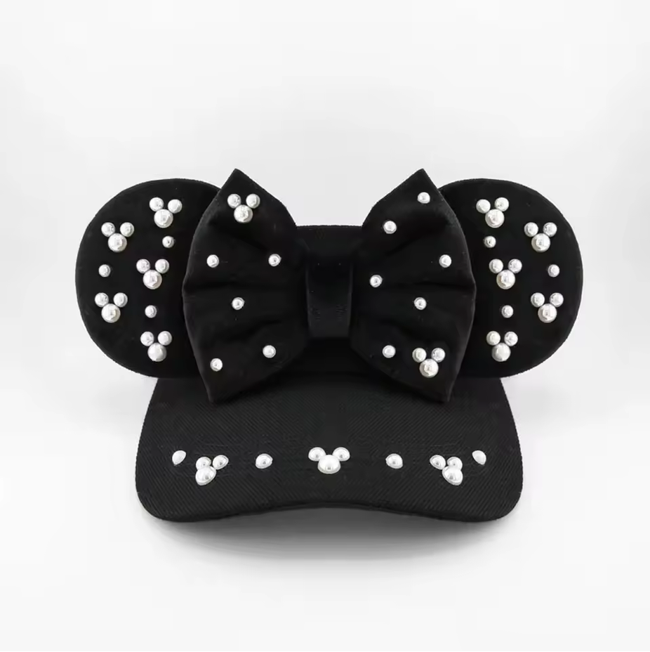 Black Rhinestone Mouse Ear Headband – Adult