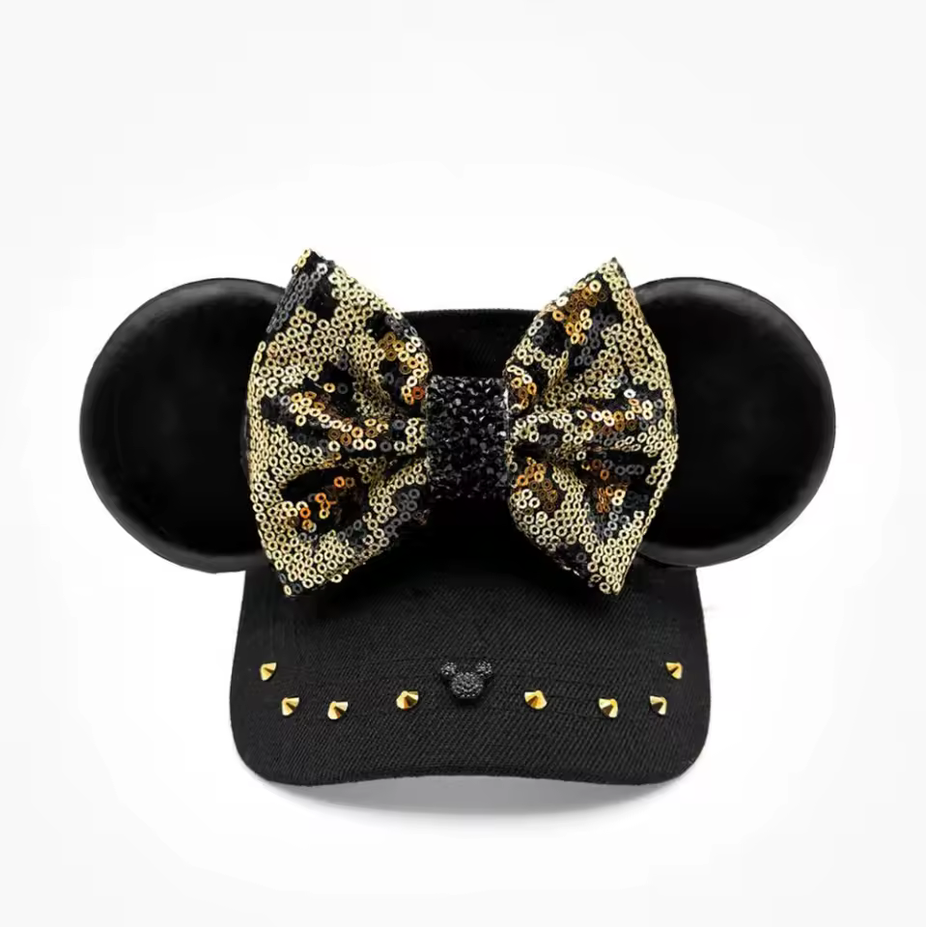 Black & Gold Sequin Mouse Ear Headband – Adult