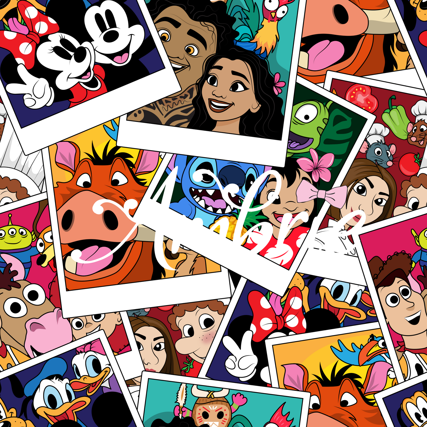 Selfies Pattern, Magical Cartoon Seamless pattern, Fabric Sublimation