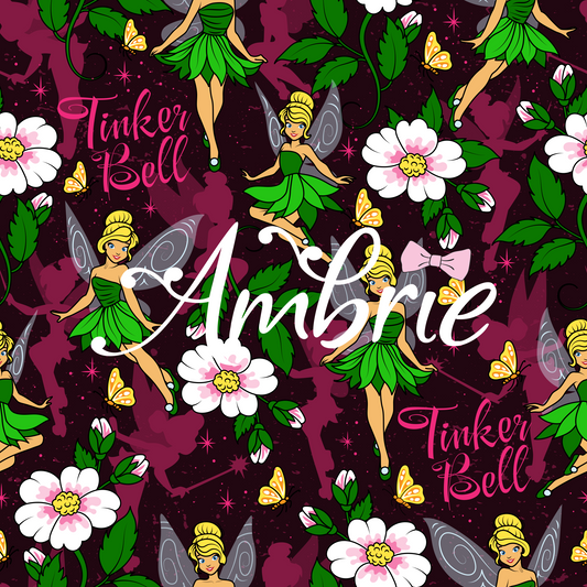 Tinkerbell Seamless Pattern, Magical Cartoon Seamless pattern, Fabric Sublimation