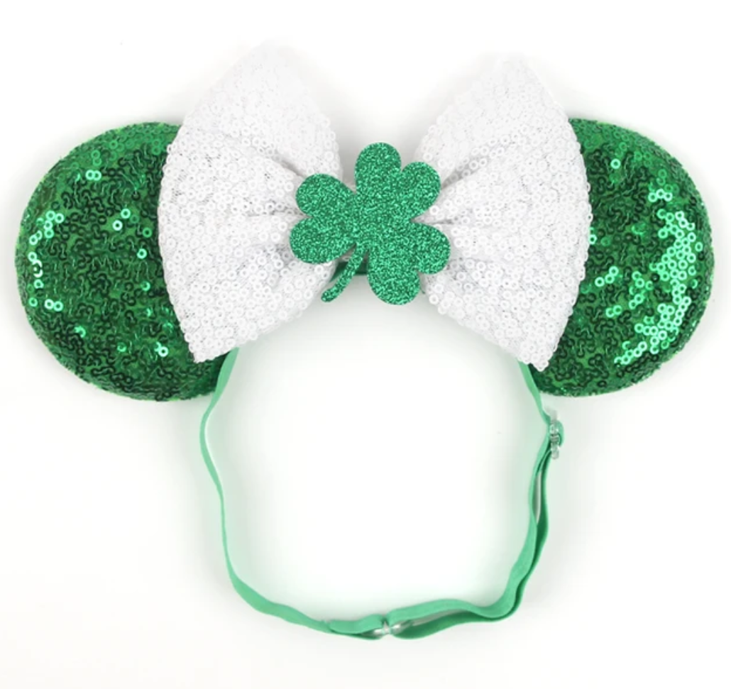 St. Patrick's Day Disney Mouse Ears Adjustable Elastic Headband For Babies, Kids, And Adults