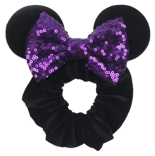 Black With Purple Bow Scrunchie