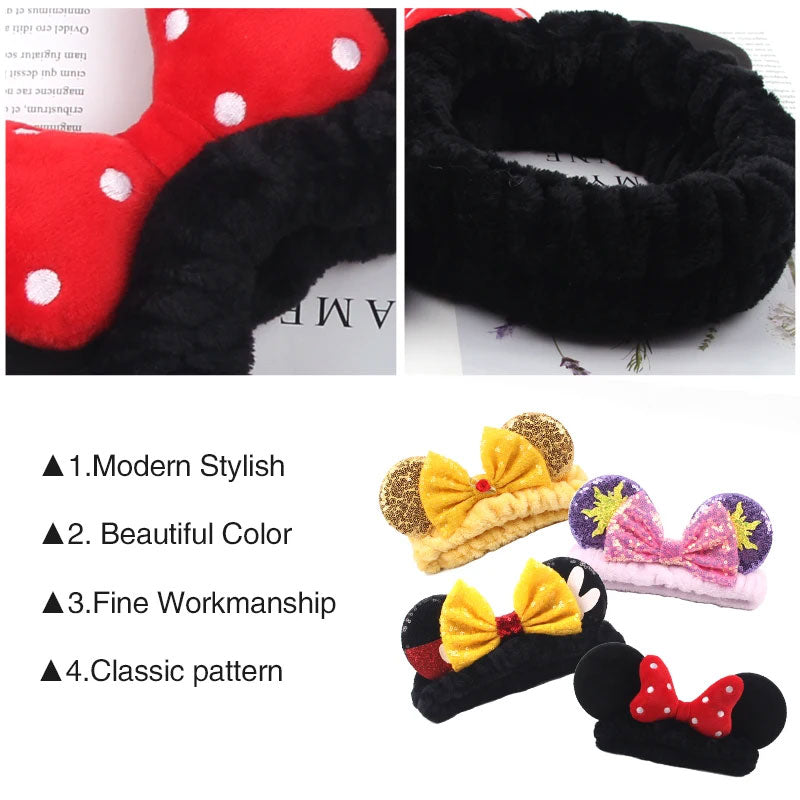 Disney Black With Pink Sequin Bow Headband Ears