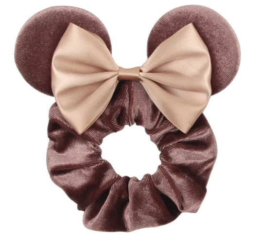 Brown With Tan Bow Scrunchie