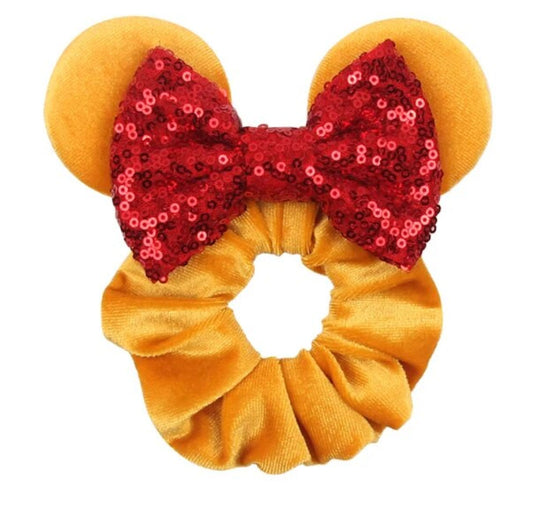 Orange With Red Bow Scrunchie