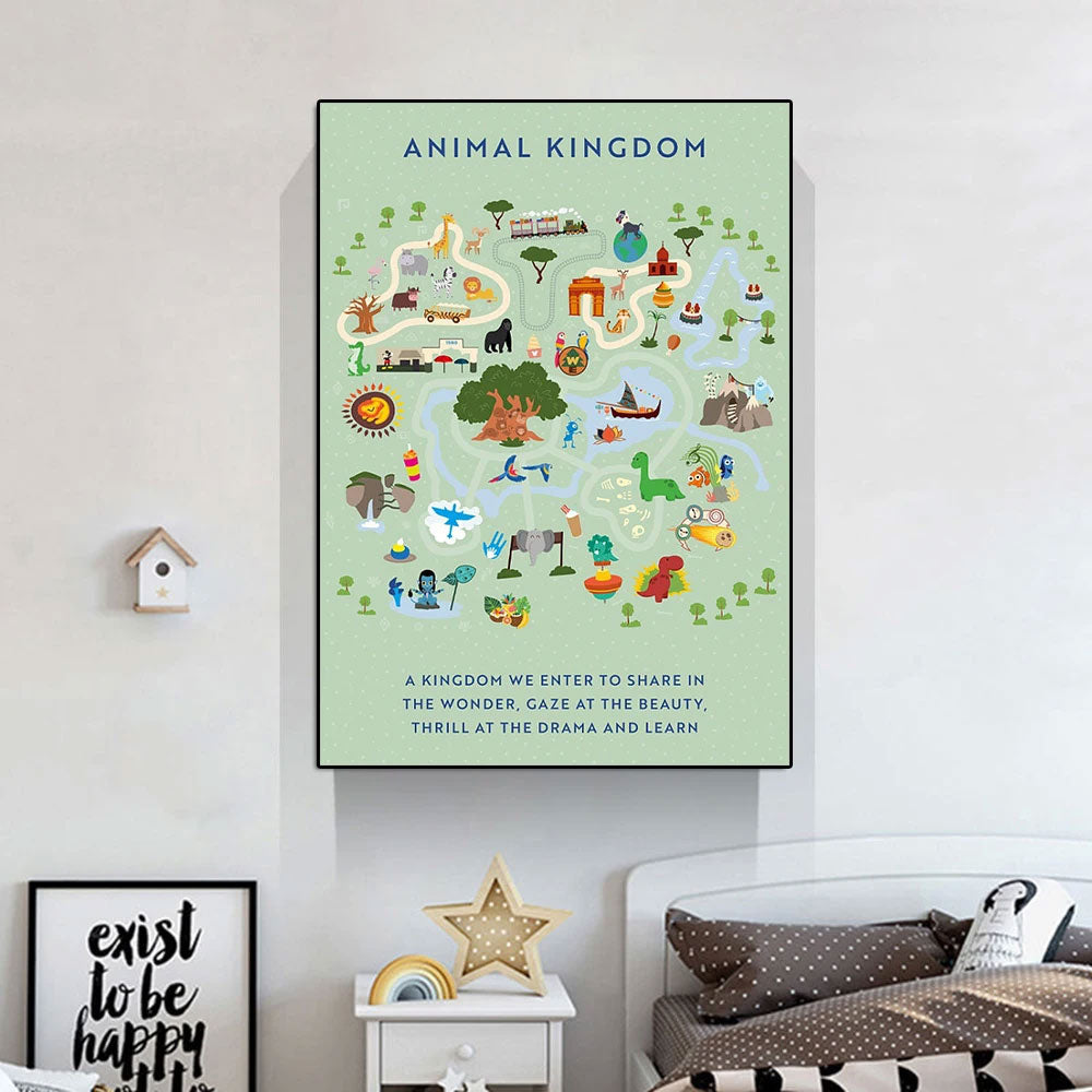 Disney Theme Park Animal Kingdom Canvas Wall Poster