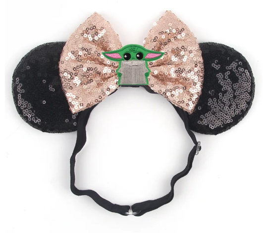 Star Wars Baby Yoda Disney Mouse Ears Adjustable Elastic Headband For Babies, Kids, And Adults