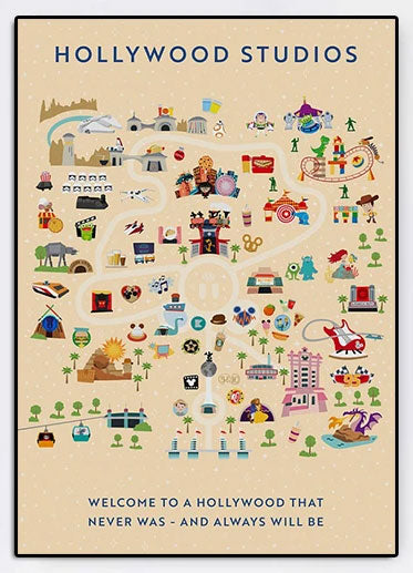 Disney Theme Park Hollywood Studios Canvas Wall Poster